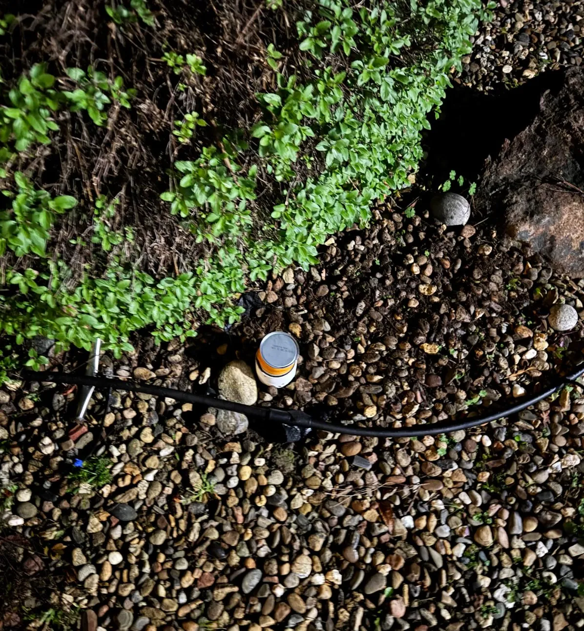 Pipe with drilled holes prepared for installation.